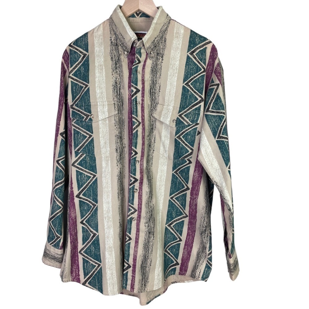 Karman Men’s Western Aztec Design Button Shirt